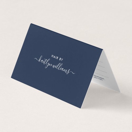 Simple Script Navy Blue  White Appointment Card 