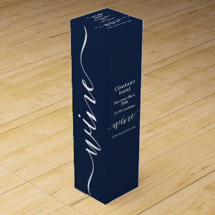 Simple Script - Navy Blue & White Wine Box