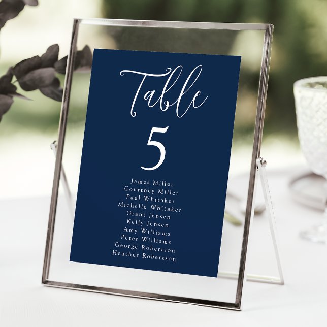Simple Script Navy Table Number Seating Chart (Creator Uploaded)