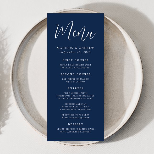 Simple Script Navy Wedding Menu (Creator Uploaded)