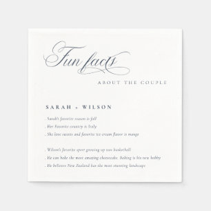 Simple Script Navy White Wedding Fun Facts Napkins