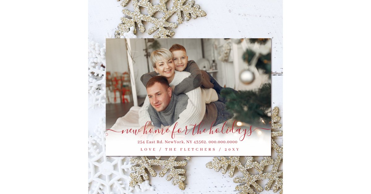 Simple Script New Home for Holidays Photo Moving Holiday Card | Zazzle