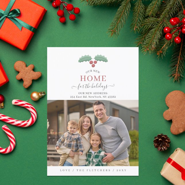 Simple Script New Home for Holidays Photo Moving Holiday Card (Simple Script New Home for Holidays Photo Moving Holiday)
