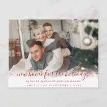 Simple Script New Home for Holidays Photo Moving Postcard