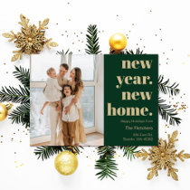 Simple Script New Year New Home Moving Photo Holiday Card