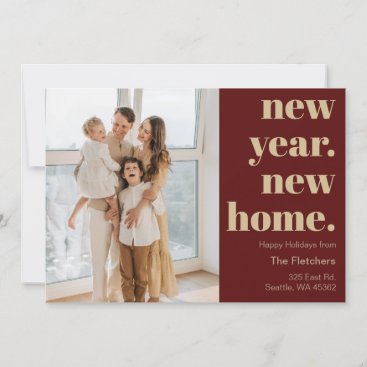 Simple Script New Year New Home Moving Photo Holiday Card