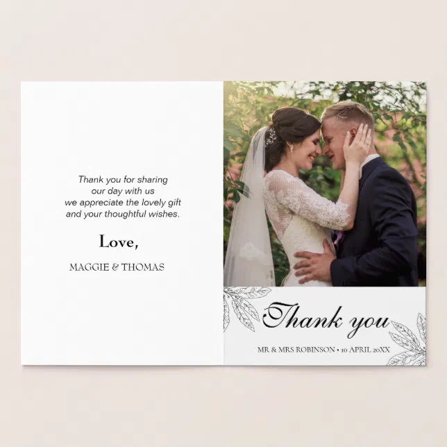 Simple script newlywed thank you card | Zazzle