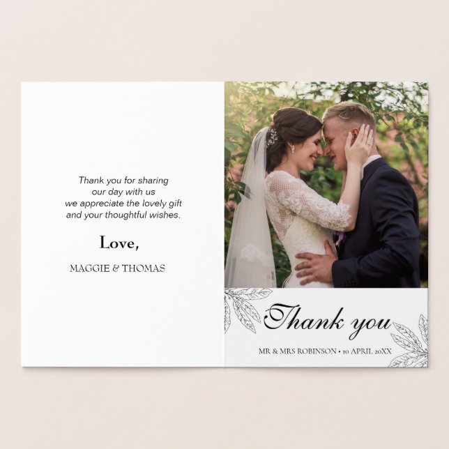 Simple script newlywed  thank you card (Inside)