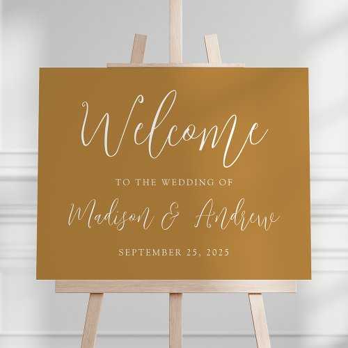 Simple Script Ochre Wedding Welcome Foam Board