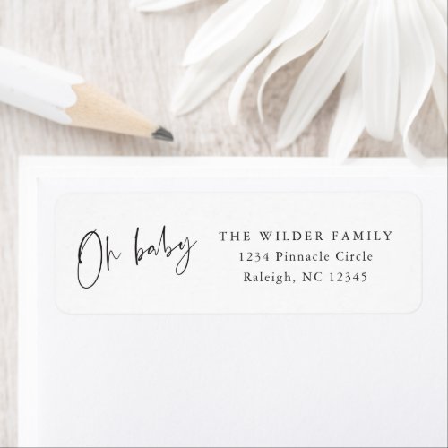 Simple Script Oh Baby Return Address Label