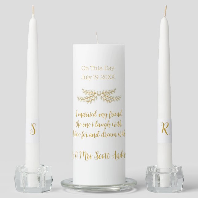 Simple Script On this day quote Unity Candle Set (Front)