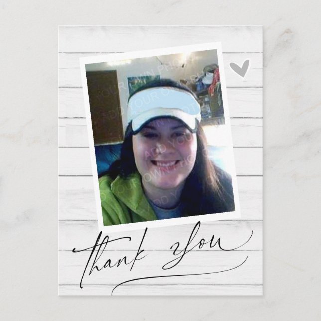 Simple Script One Photo Thank You Card (Front)