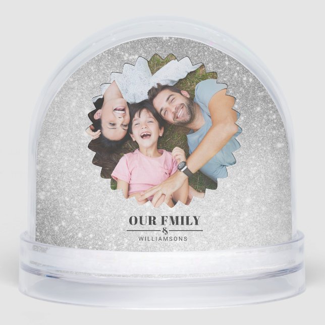 Simple Script ''Our Family'' Custom 2Photo Snow Globe (Front)