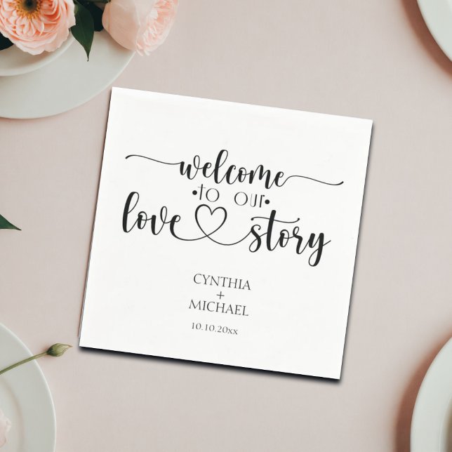 Simple Script 'our Love Story' Wedding  Napkins (Creator Uploaded)