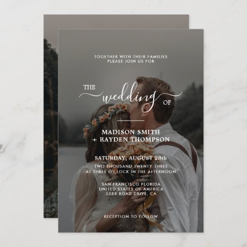 Simple Script Overlay 2 Photo Wedding  Invitation