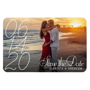 Simple Script Overlay Modern Photo Save the Date Magnet