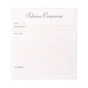 Simple Script Personalized Blush To Do List Notepad