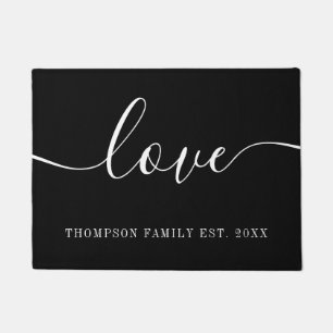 Simple Script Personalized Family Name Love Doormat