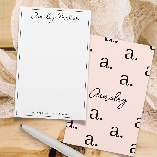 Simple Script Personalized Monogram Pattern Stationery (Creator Uploaded)