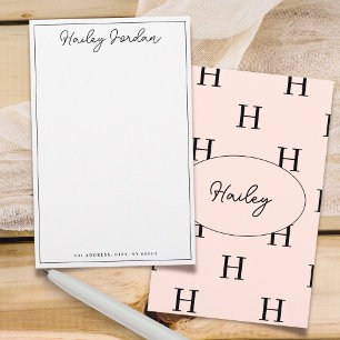 Simple Script Personalized Monogram Stationery