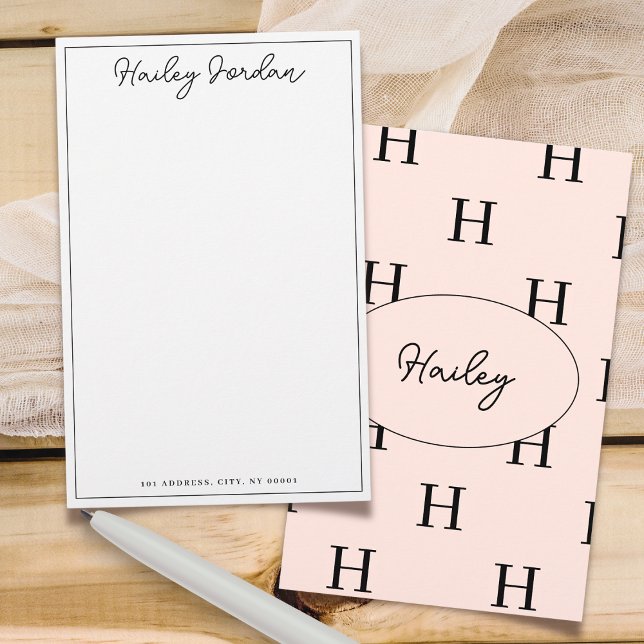 Simple Script Personalized Monogram Stationery (Creator Uploaded)