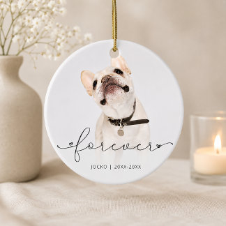 Simple Script Personalized Pet Memorial Photo Ceramic Ornament