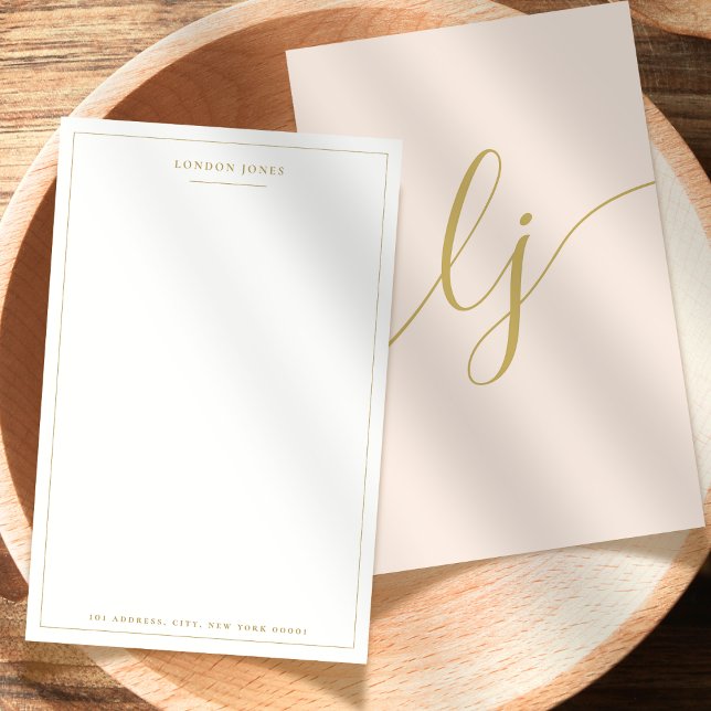 Simple Script Personalized Stationery Blush Gold (Creator Uploaded)