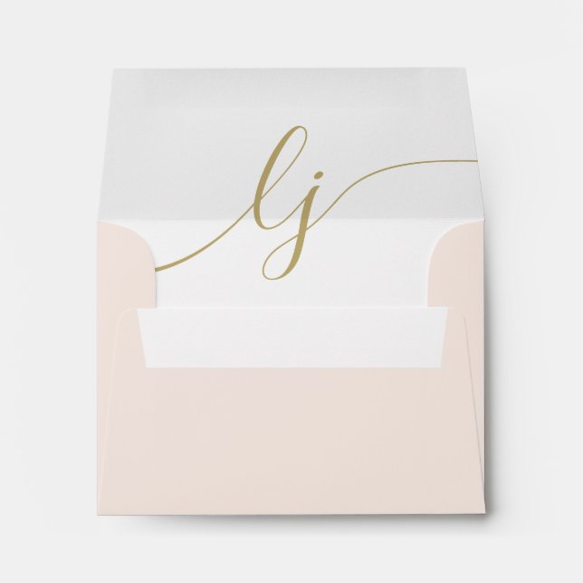 Simple Script Personalized Stationery Blush Gold Envelope (Back (Bottom))