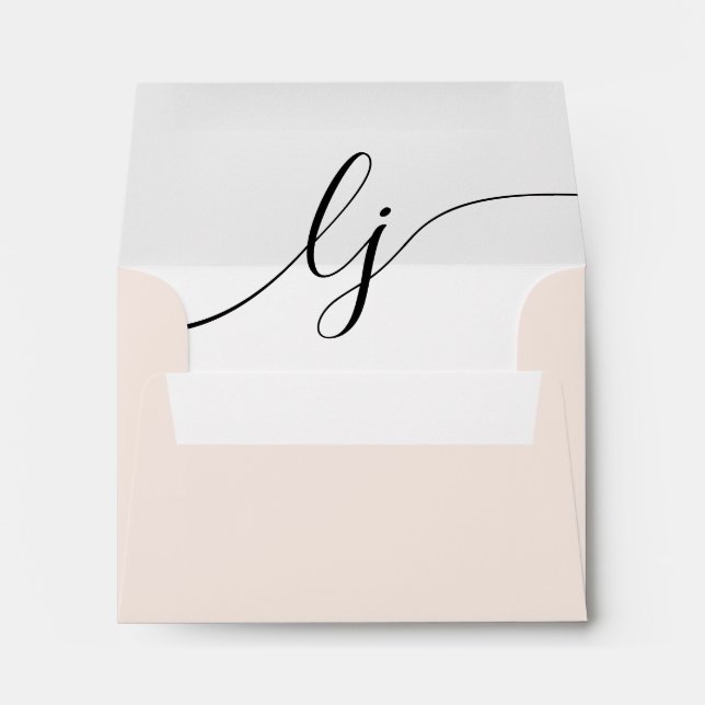 Simple Script Personalized Stationery Blush Pink Envelope (Back (Bottom))