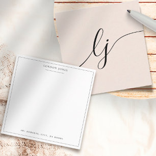 Simple Script Personalized Stationery Blush Pink Note Card
