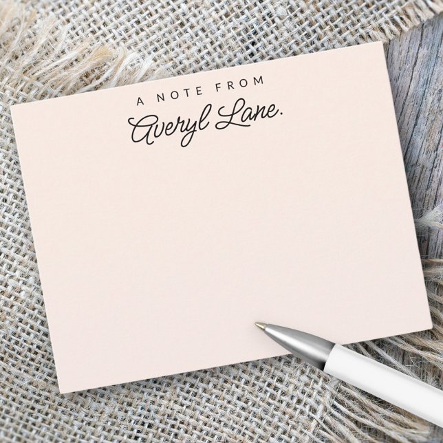 Simple Script Personalized Stationery Blush Pink Note Card (Creator Uploaded)