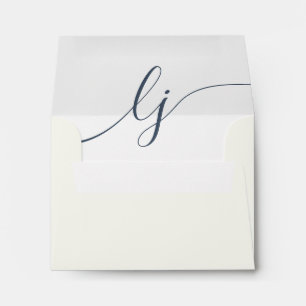 Simple Script Personalized Stationery Ivory Navy Envelope