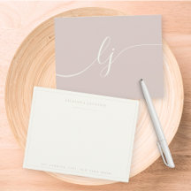 Simple Script Personalized Stationery Ivory & Rose