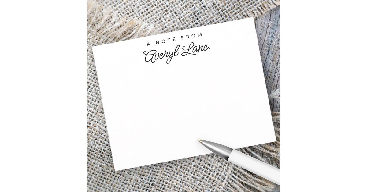 Simple Script Personalized Stationery Modern White Note Card | Zazzle