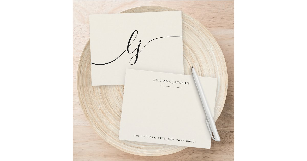 Simple Script Personalized Stationery Monogram Note Card | Zazzle