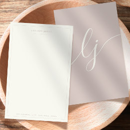Simple Script Personalized Stationery Rose Ivory