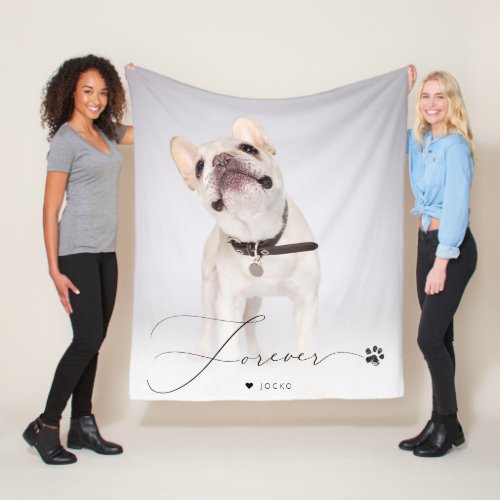 Simple Script Pet Photo Memorial Gift Fleece Blanket