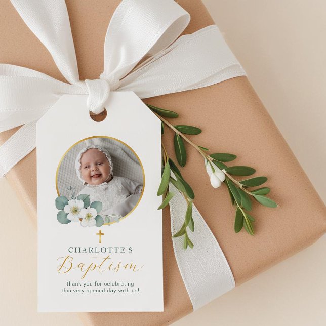 Simple Script Photo Baptism Tag | Personalized  (Baptism Favor Tag)