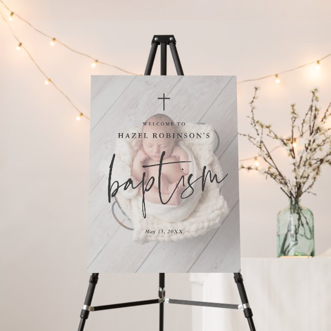 Simple Script  Photo Baptism Welcome Foam Board (In Situ (Stand))
