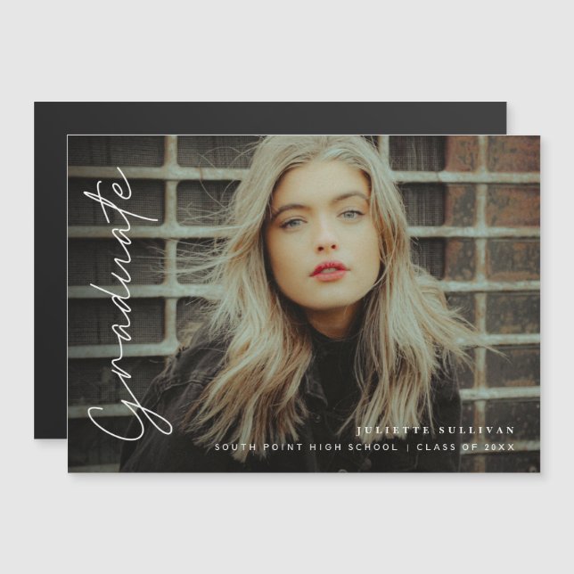 Simple Script Photo Graduation Announcement (Front/Back)