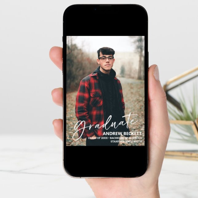 Simple Script Photo Graduation Announcement (Front Digital)