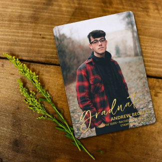 Simple Script Photo Graduation Announcement