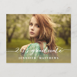 Simple Script | Photo Graduation Party Invitation Postcard