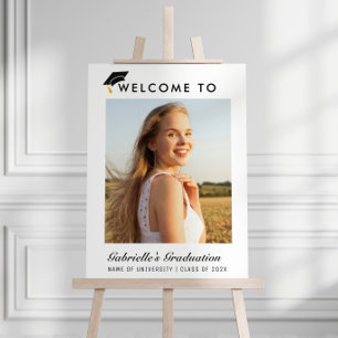 simple script photo graduation welcome sign