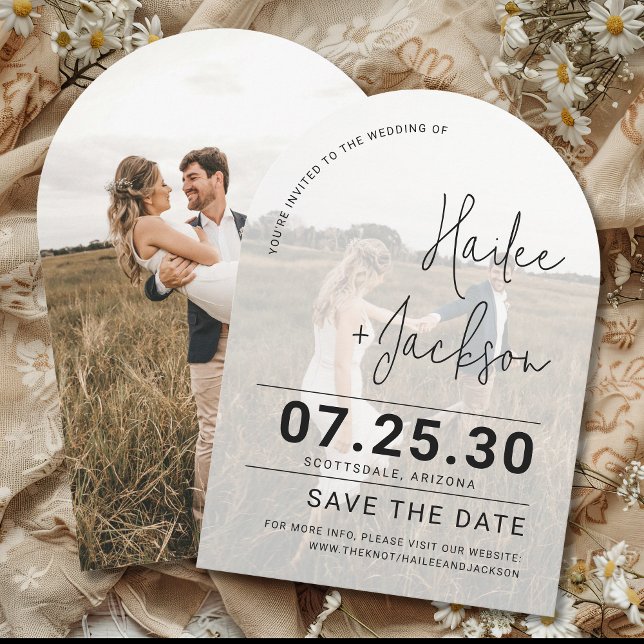 Simple Script Photo Overlay Minimalist Wedding Save The Date (Creator Uploaded)