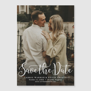 Simple script photo save the date magnetic invitation