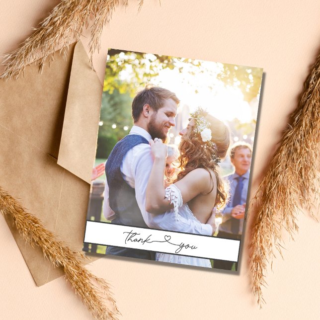 Simple Script Photo Wedding Budget Thank You  Postcard (Simple Script Photo Wedding Budget Thank You Postcard)