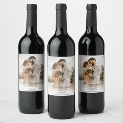Simple Script Photo Wedding Favor Wine Label