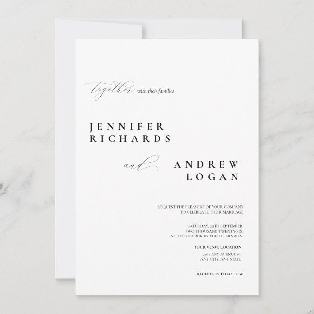 Simple Script Photo Wedding Invitation (Front)
