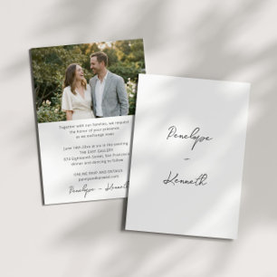 Simple Script Photo Wedding Minimalist Whimsical Invitation